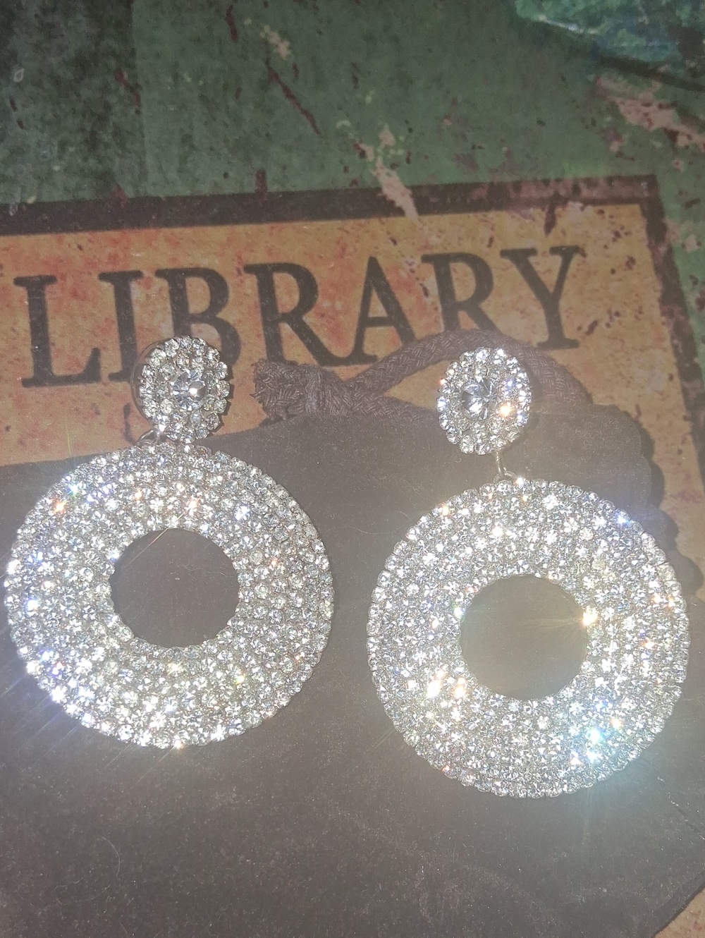 Sparkling Silver Crystal Circle Drop Earrings
